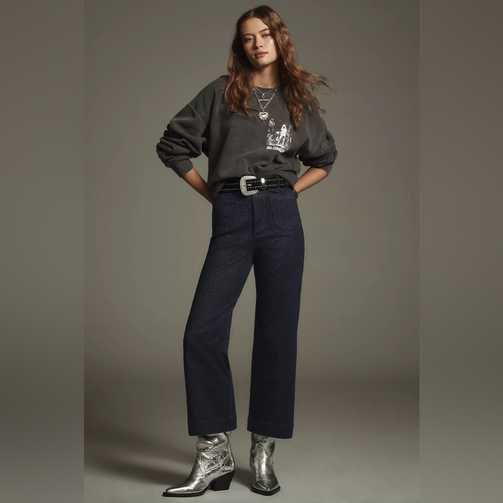 The Colette High-Rise Cropped Wide-Leg Jeans by Maeve: Sparkle Edition - Picture 2 of 8
